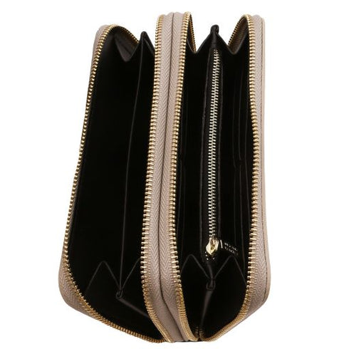 Gaia - Double zip around leather wallet